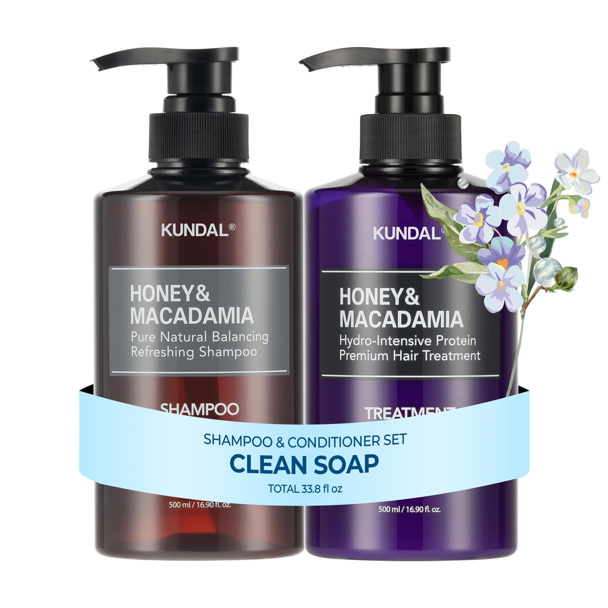 KUNDAL Honey & Macadamia Shampoo front view 16.9 fl oz bottle