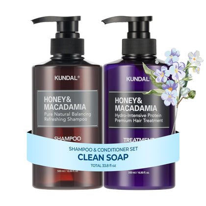 KUNDAL Honey & Macadamia Shampoo front view 16.9 fl oz bottle