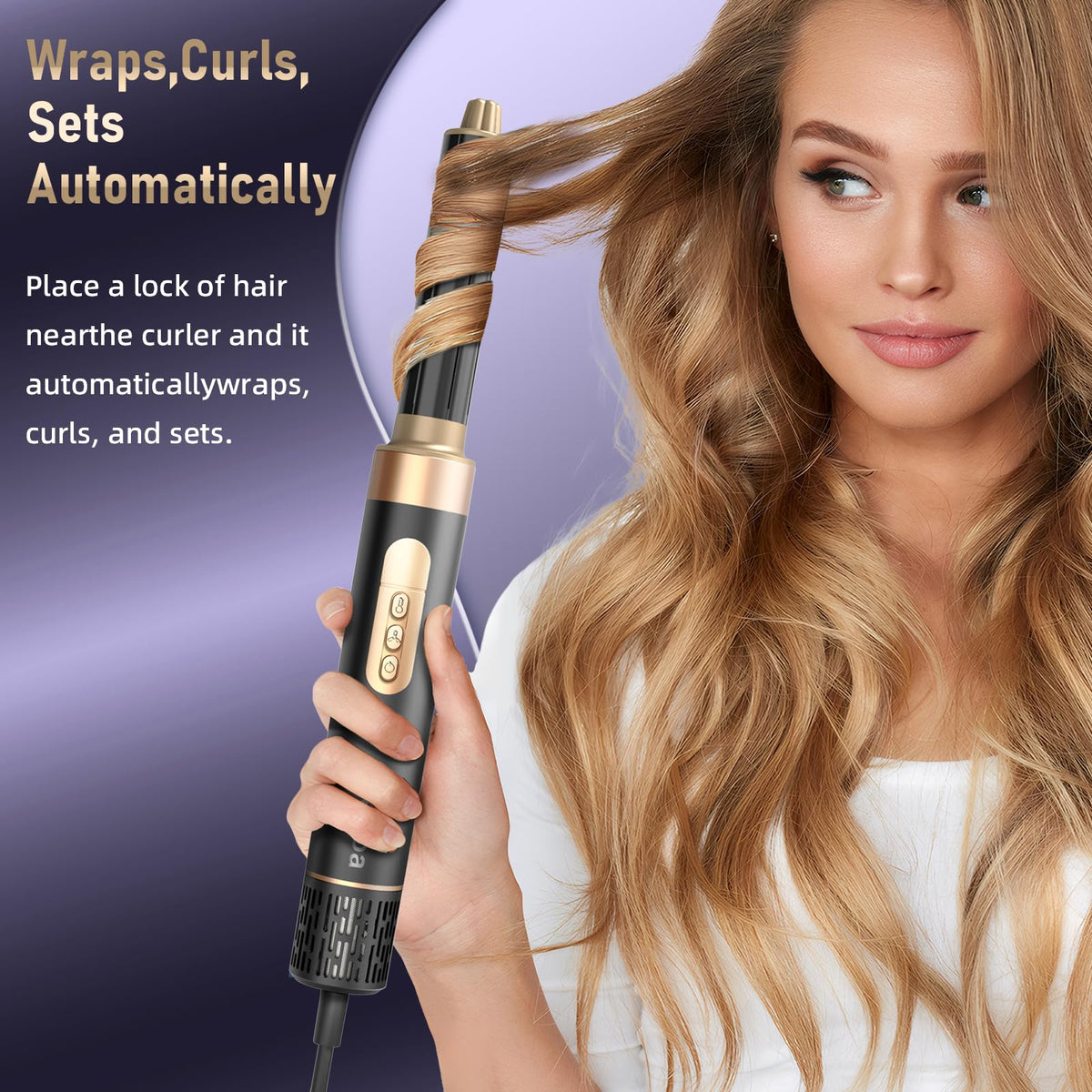 Kveiroa hot air styler close-up of ceramic brush head