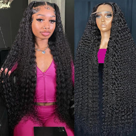 KVFCT 30 Inch Deep Wave Lace Front Wig front view