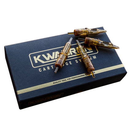 Kwadron Tattoo Needle Cartridge box front view with 20 cartridges