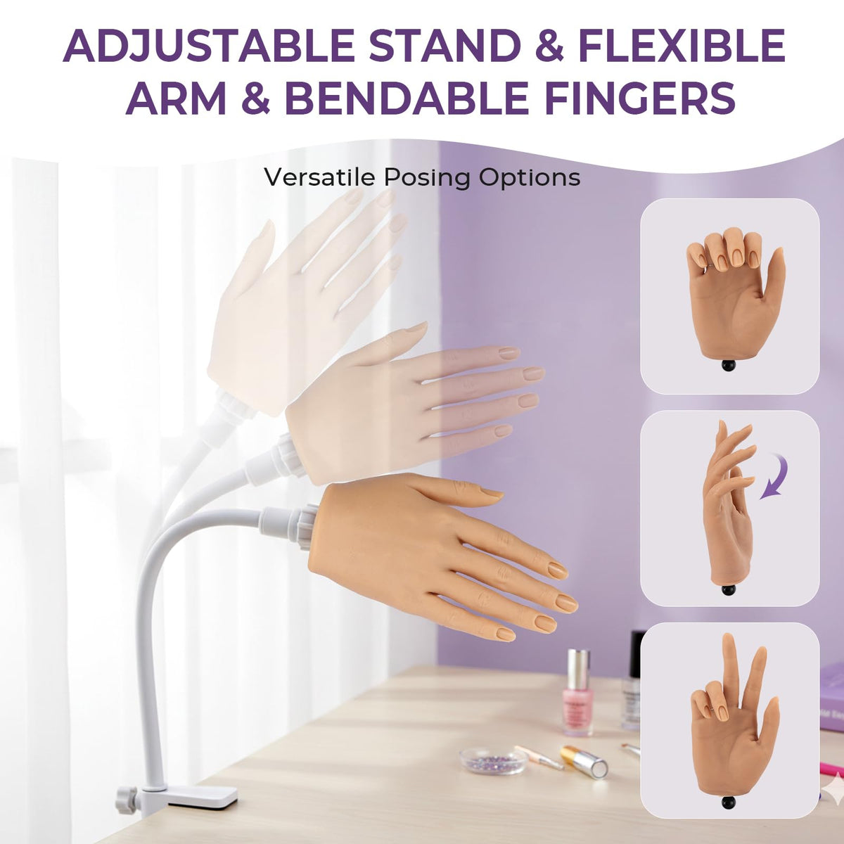 KZAOPZ acrylic nails practice hand with nail tips and tools