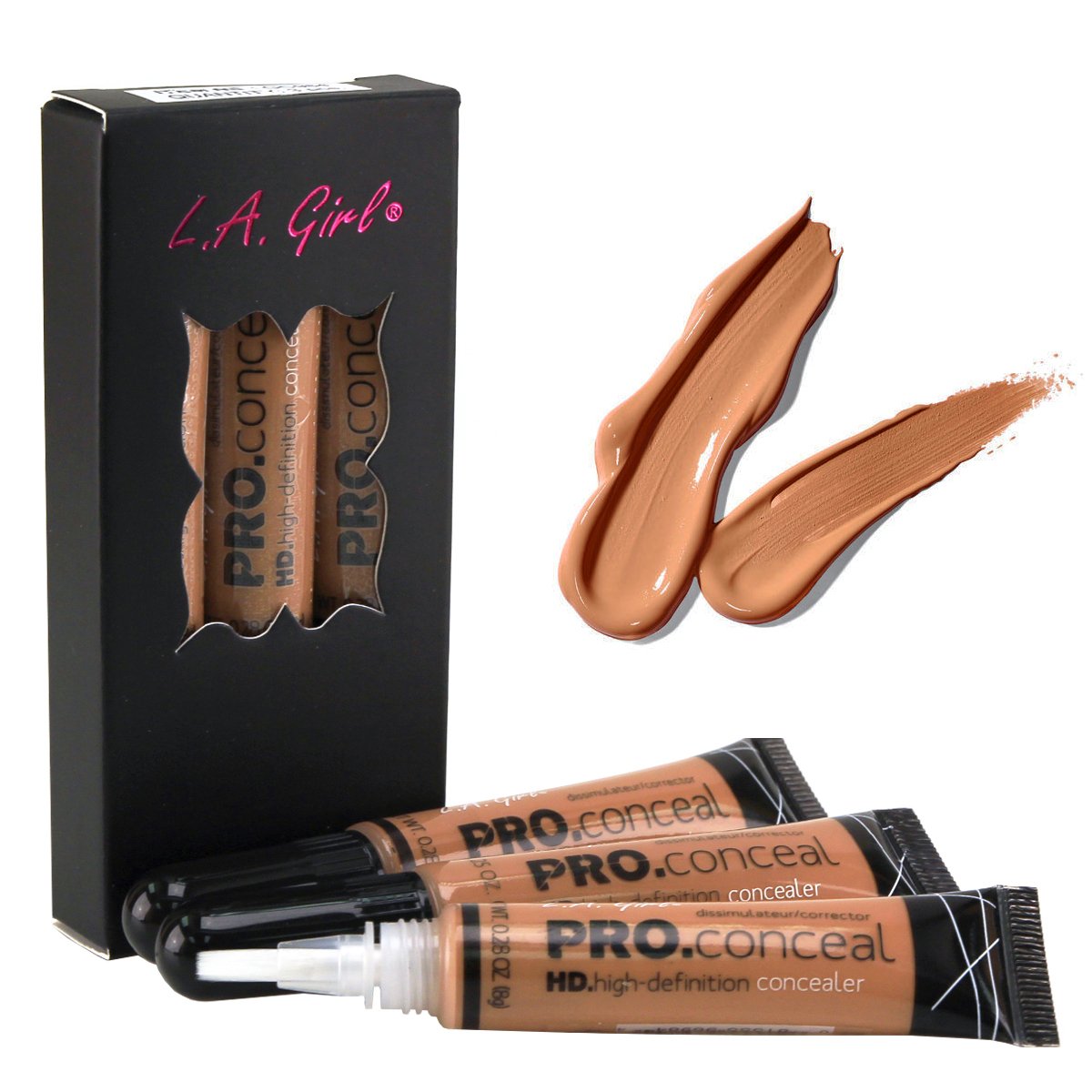 L.A. Girl HD Pro Conceal Toffee front view with brush tip