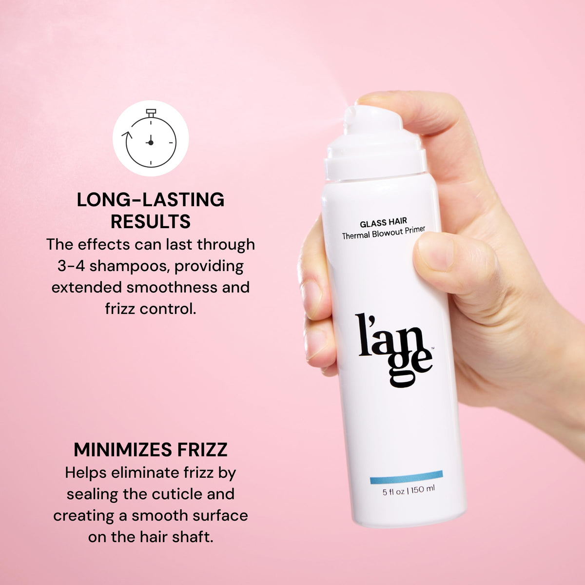 L'ANGE HAIR Glass Hair Heat Protectant Spray back view with ingredients