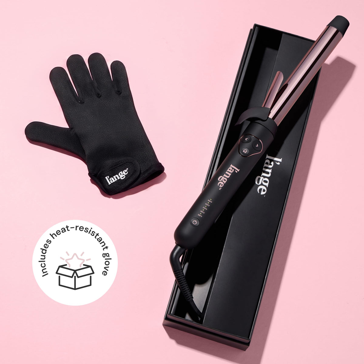 L'ANGE HAIR Le Pirouette curling iron in travel-ready packaging