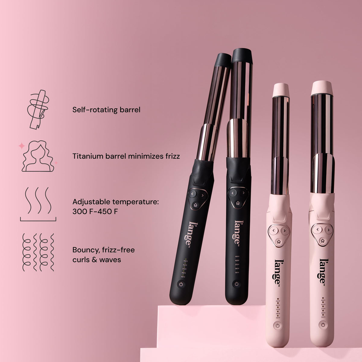 L'ANGE HAIR Le Pirouette curling iron with adjustable temperature settings