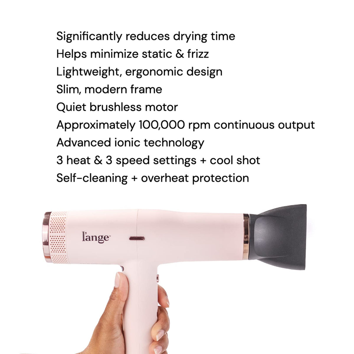 L'ANGE HAIR Le Styliste Hair Dryer showing 3 heat and speed settings