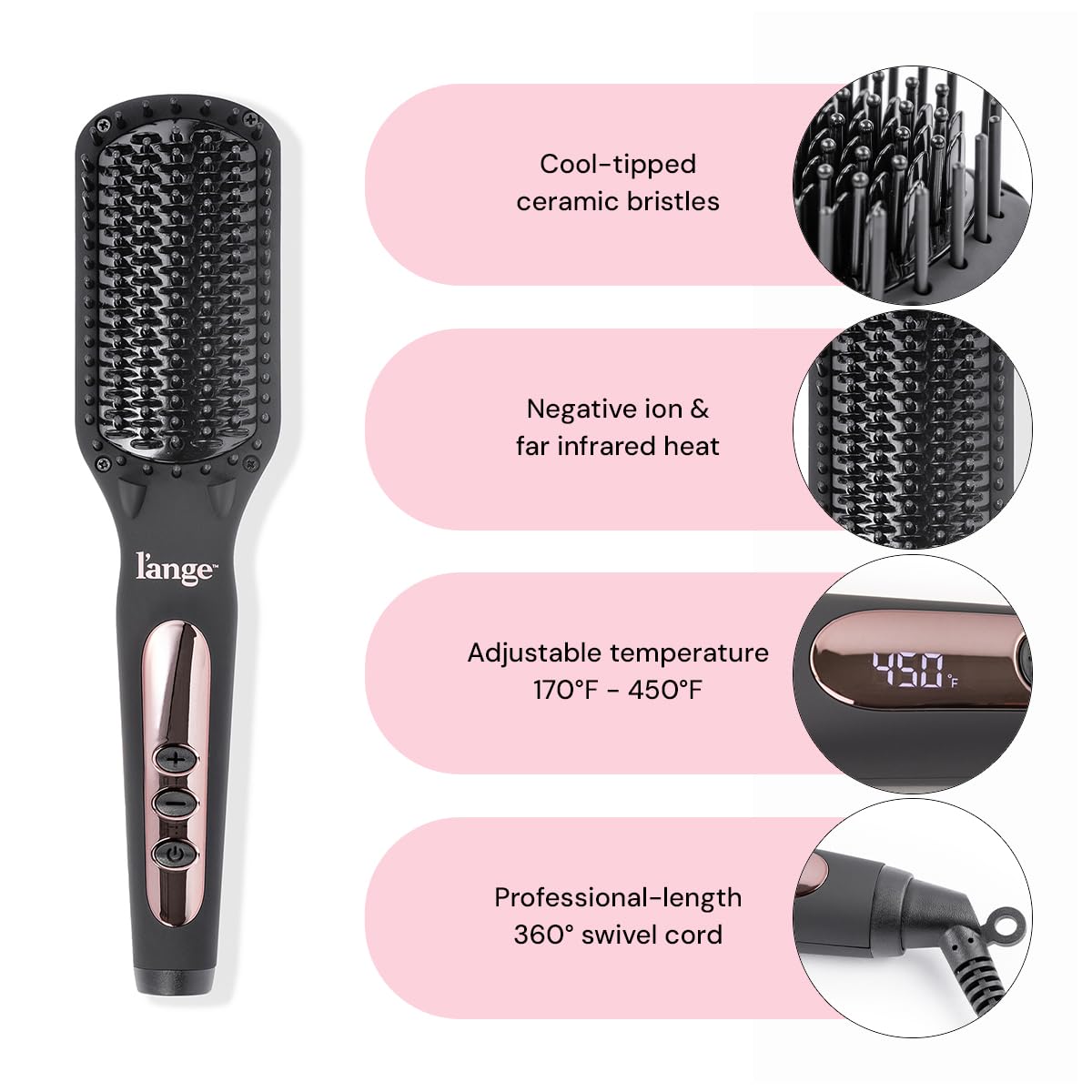 L'ANGE HAIR Le Vite Straightening Brush LCD display close-up