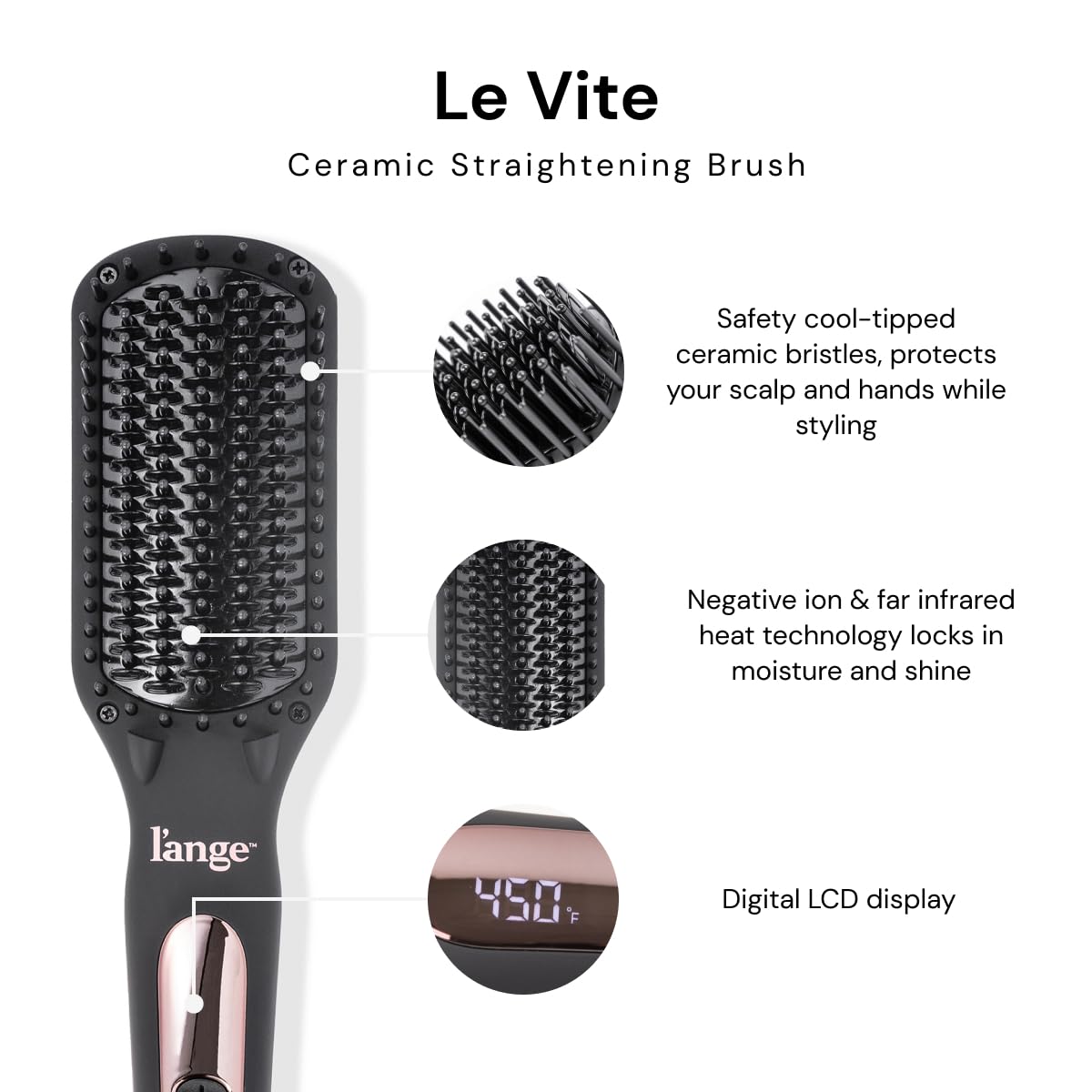 L'ANGE HAIR Le Vite Straightening Brush with heat setting