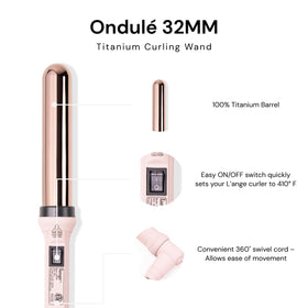 L'ANGE HAIR Ondulé 32 MM Curling Wand in use creating beach waves