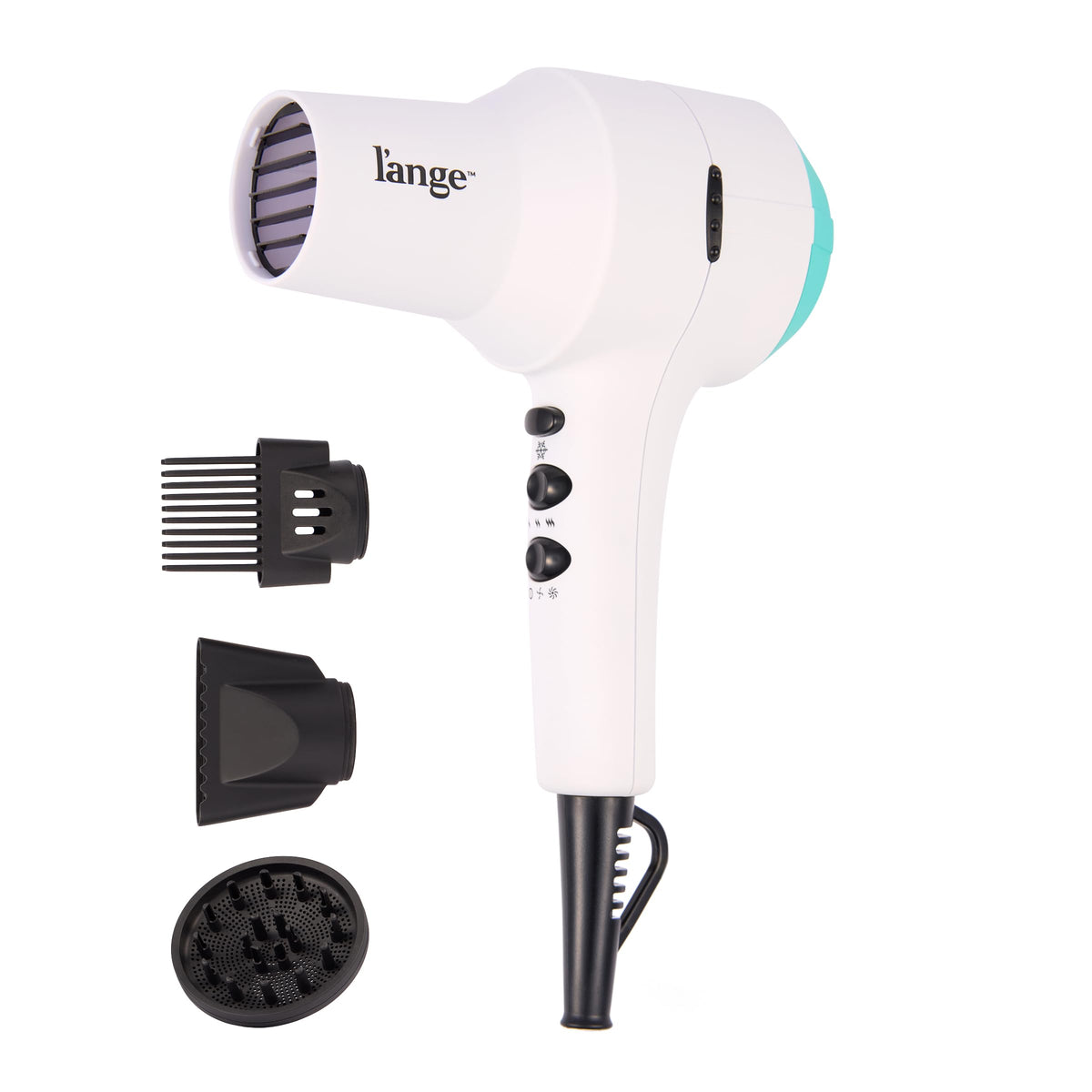 L'ANGE HAIR PowerStyle Turbo Ionic Hair Dryer front view in white
