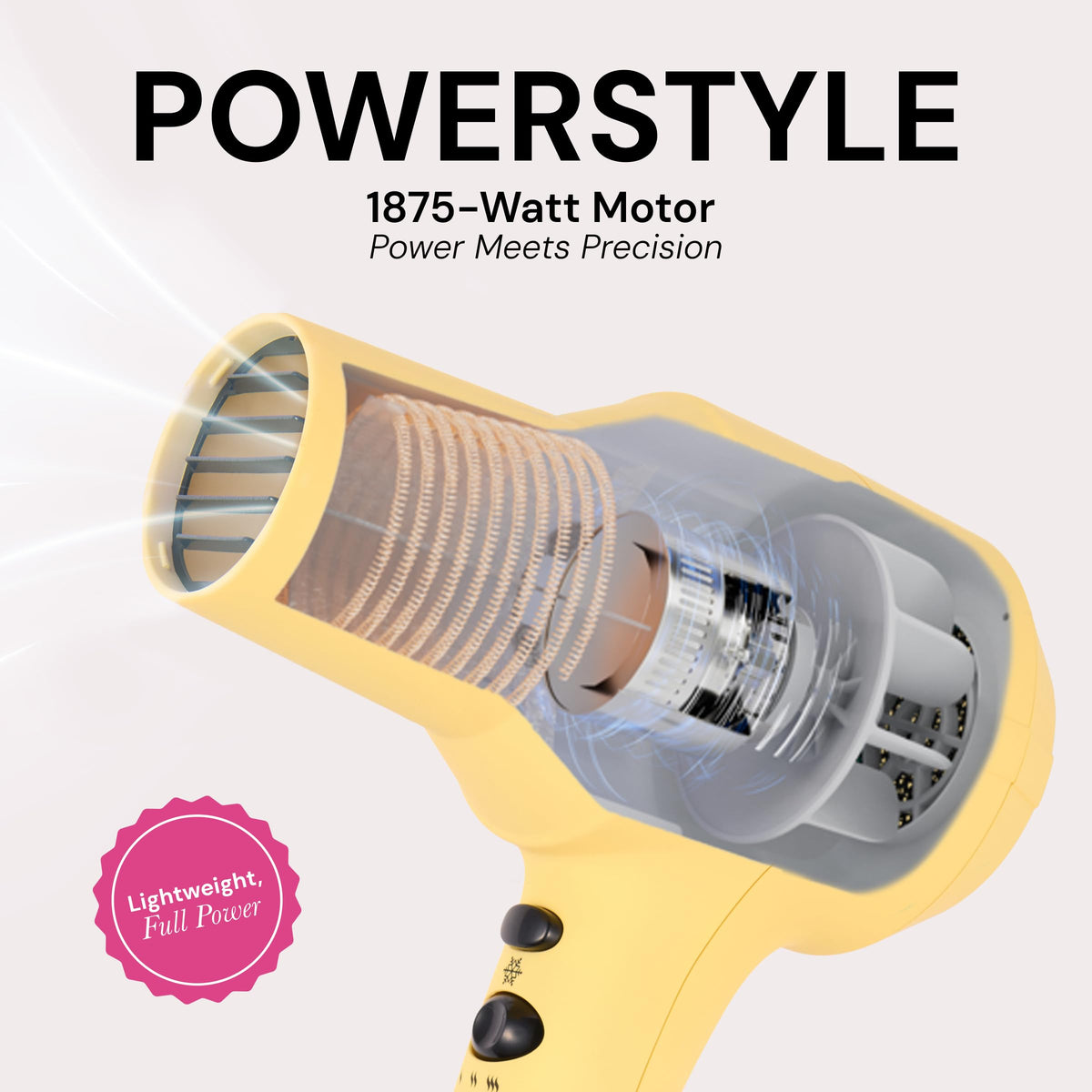 L'ANGE HAIR PowerStyle Turbo Ionic Hair Dryer in lifestyle setting