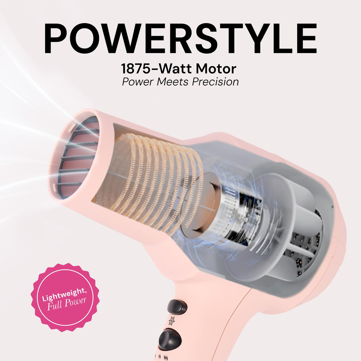 L'ANGE HAIR PowerStyle Turbo Ionic Hair Dryer with wide-tooth comb attachment