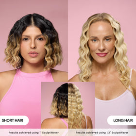 L'ANGE Hair SculptWaver Titanium Deep Wave Crimper in use creating beach waves