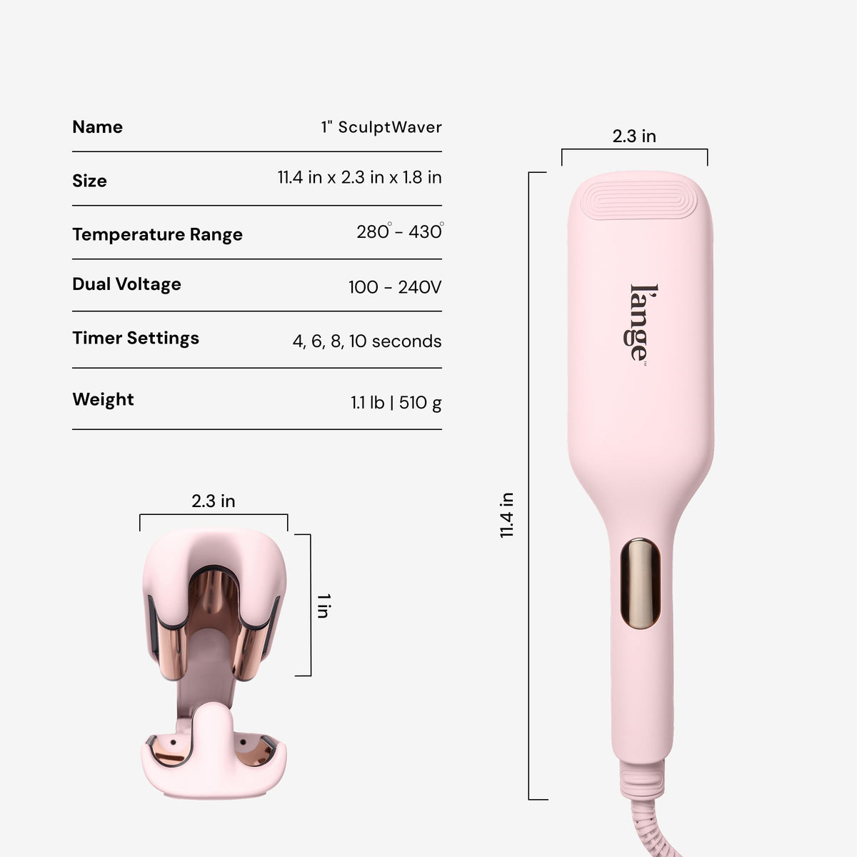 L'ANGE Hair SculptWaver Titanium Deep Wave Crimper on a vanity table