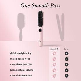 L'ANGE HAIR Smooth It brush on a vanity with hair products