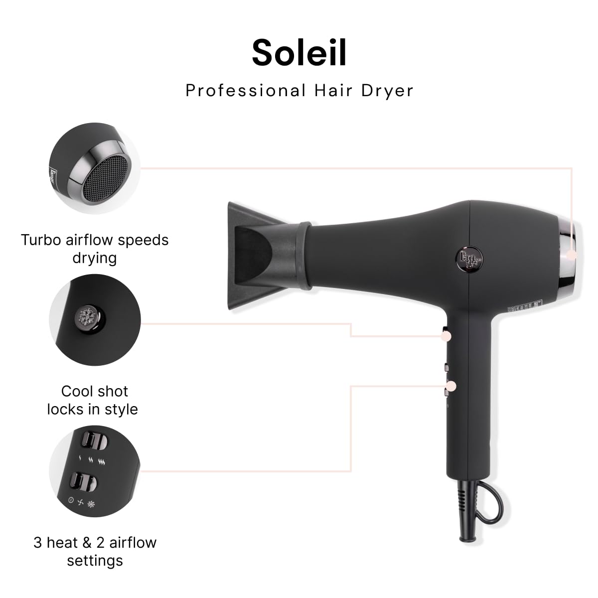 L'ANGE HAIR Soleil Hair Dryer concentrator nozzle close-up