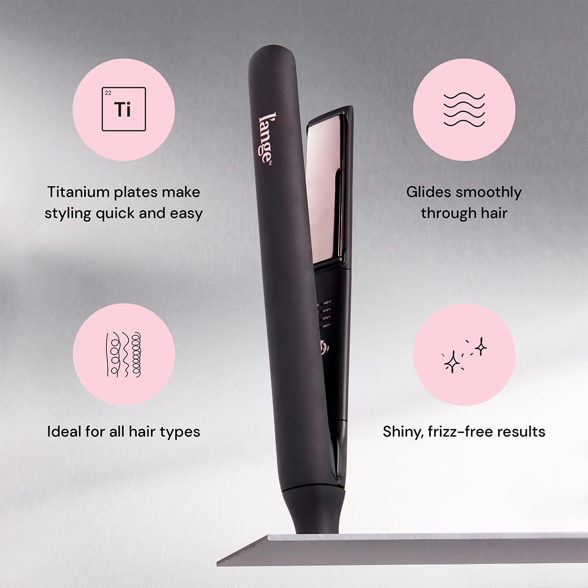 L'ANGE HAIR Titanium Flat Iron floating plates close-up