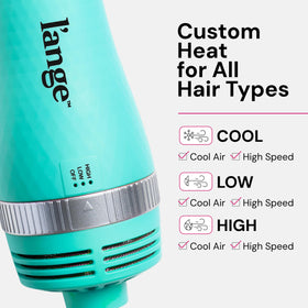 L'ANGE HAIR VolumeBoost brush dryer with controls visible