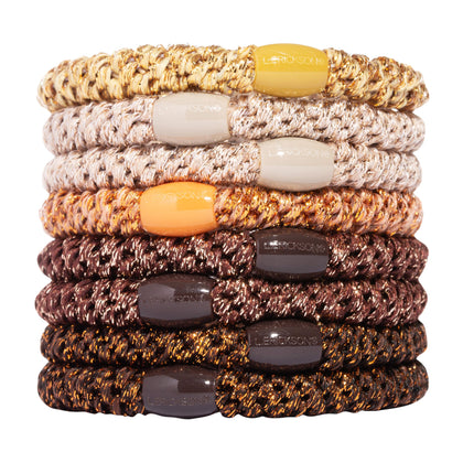 L. Erickson Grab & Go Pony Hair Ties 8 pack in bronze and copper tones