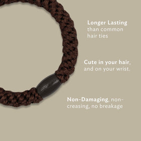 L. Erickson Mocha Ponytail Holders close-up showing texture