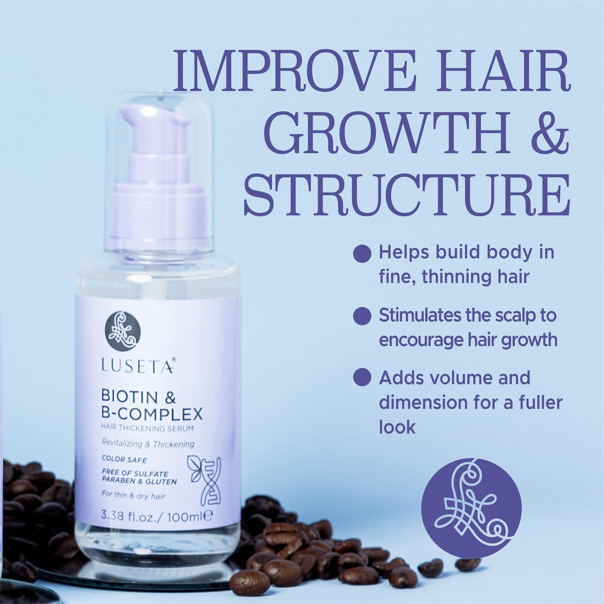 L LUSETA Biotin B-Complex Hair Serum texture close-up