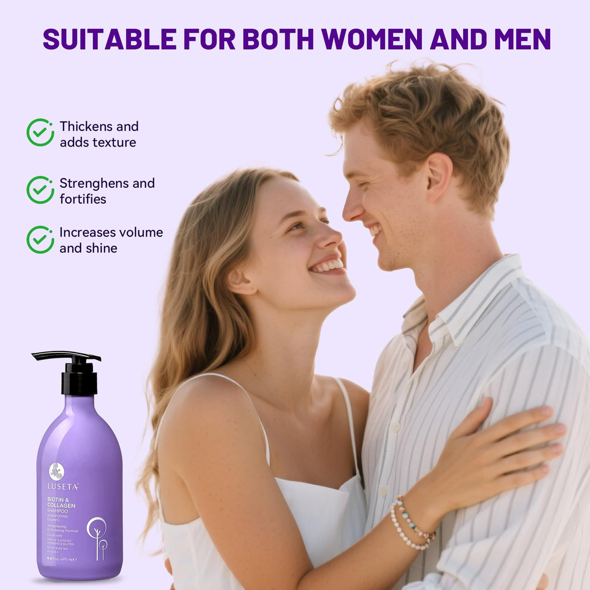 L LUSETA Biotin Collagen Shampoo lathering in hands
