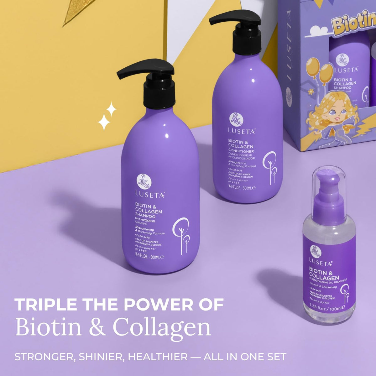 L LUSETA Biotin Conditioner 16.9 oz bottle front view