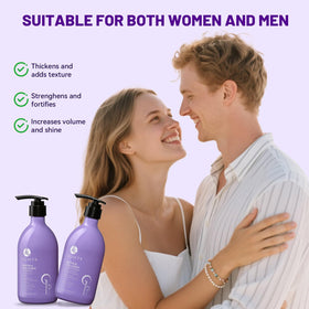 L LUSETA Biotin Shampoo and Conditioner on bathroom shelf