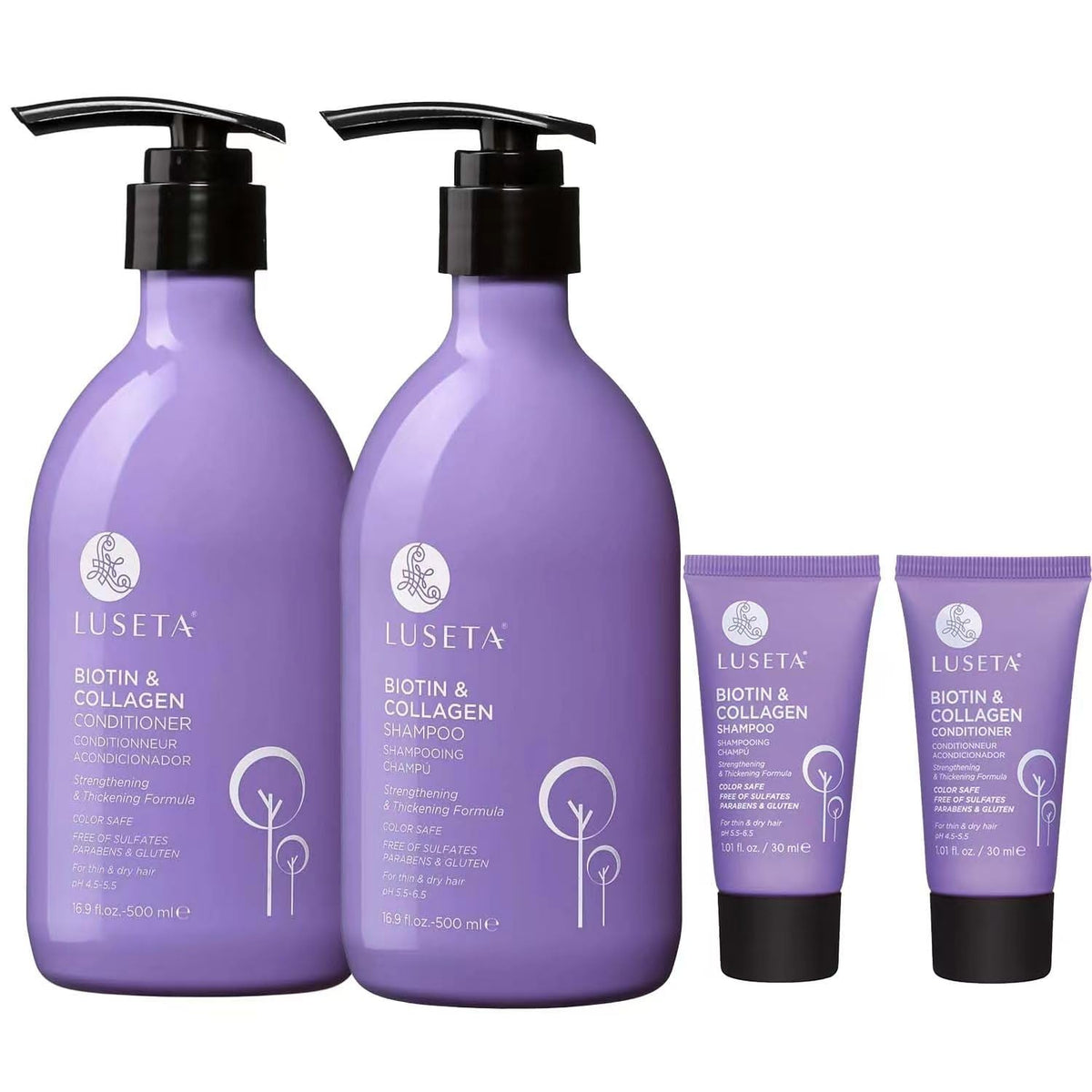 L LUSETA Biotin Shampoo and Conditioner Set full-size bottles front view