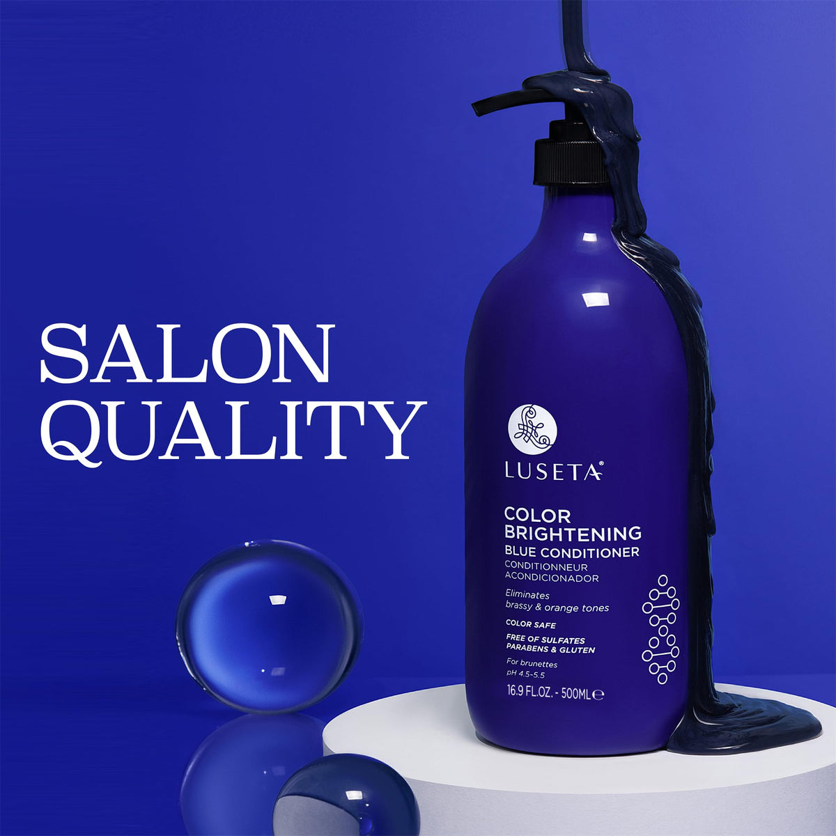 L LUSETA Blue Conditioner in a bathroom setting