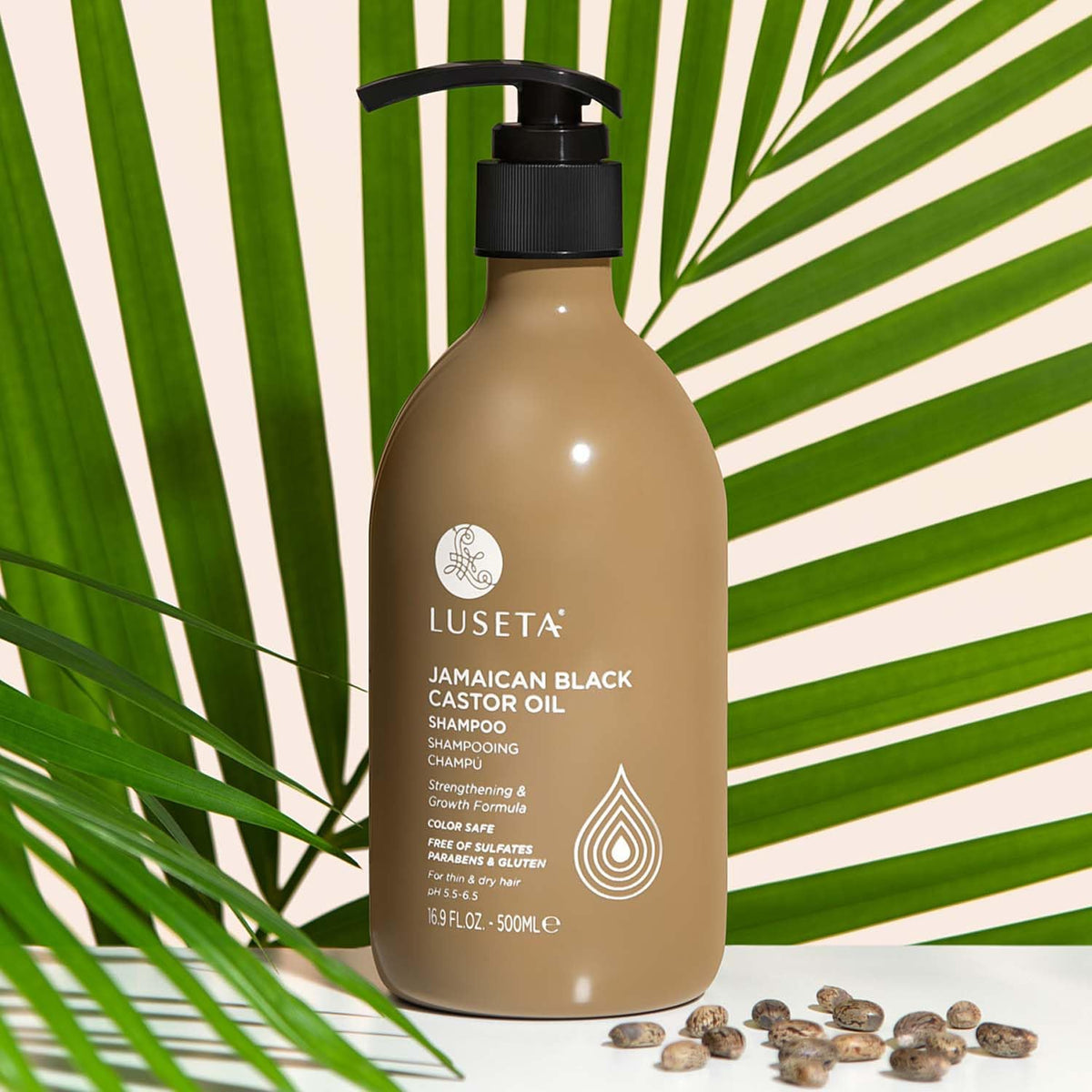 L LUSETA Castor Oil Shampoo and Conditioner Set with flowers