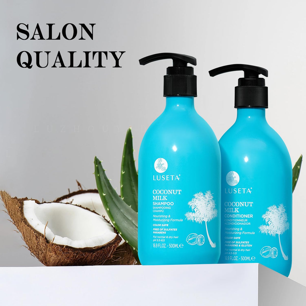 L LUSETA Coconut Oil Conditioner 16.9oz bottle side view
