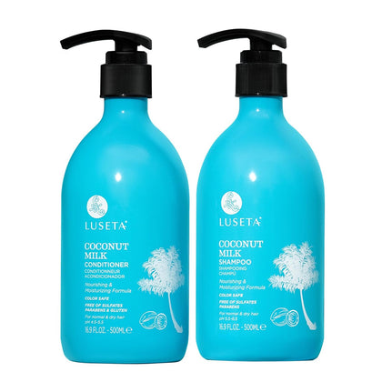 L LUSETA Coconut Oil Shampoo and Conditioner Set 16.9oz front view