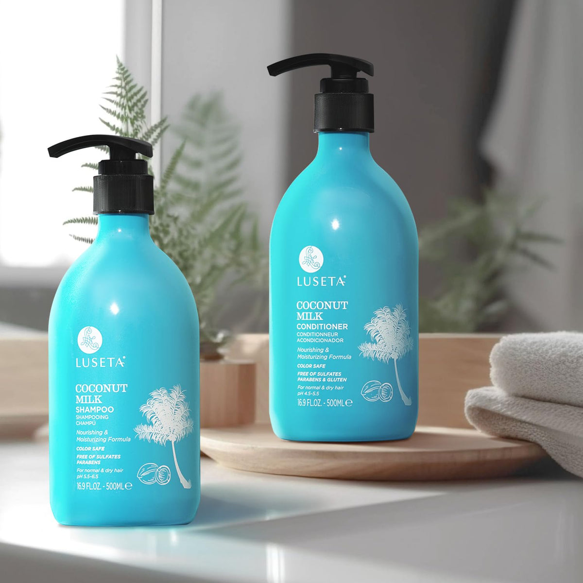 L LUSETA Coconut Oil Shampoo and Conditioner Set packaging
