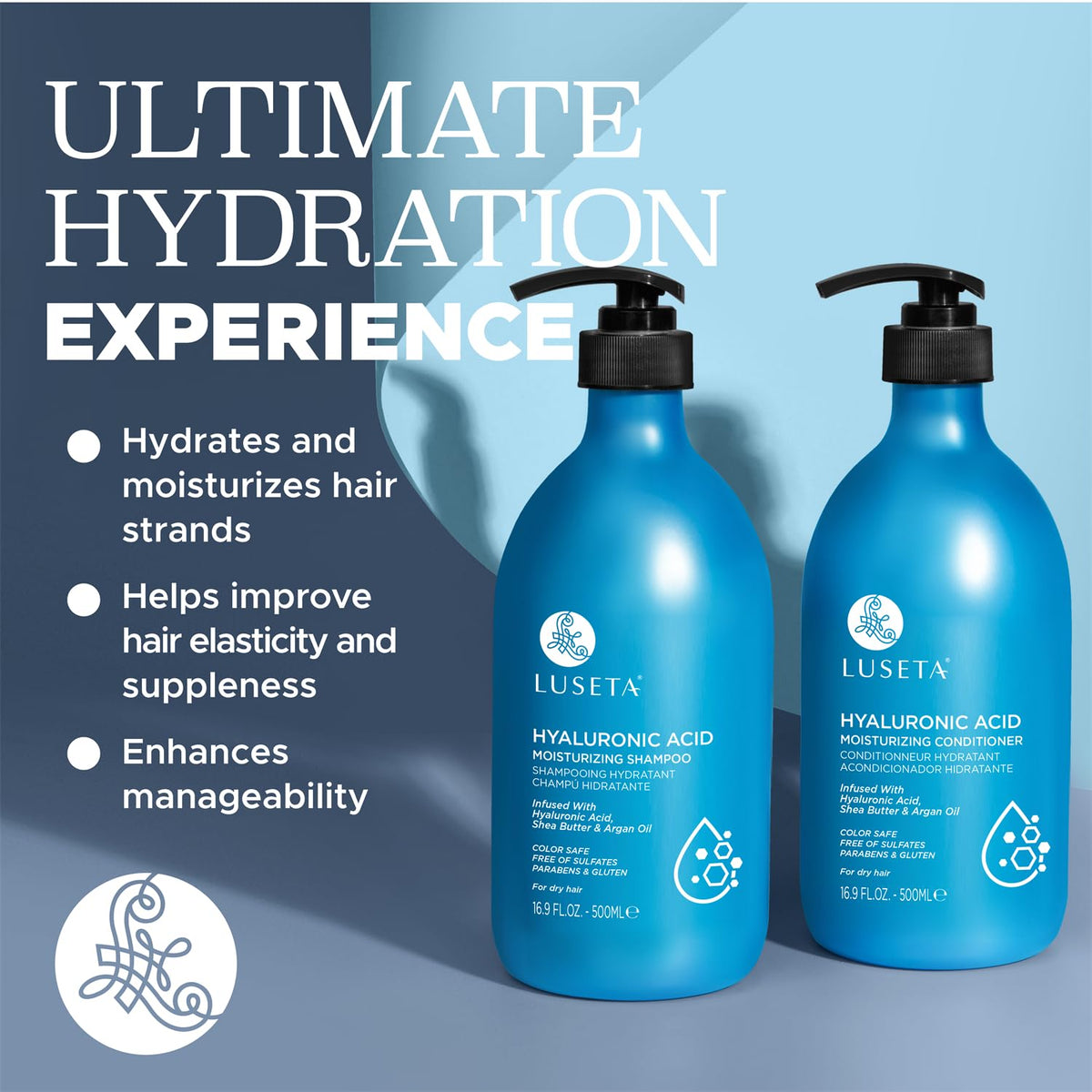 L LUSETA conditioner bottle showcasing shea butter ingredients
