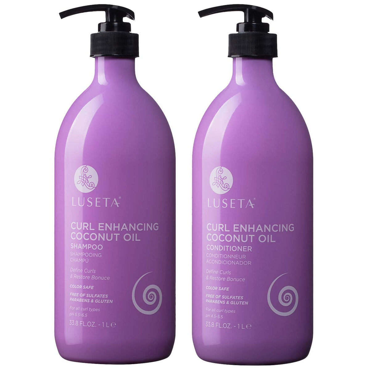 L LUSETA Curly Hair Shampoo and Conditioner Set front view with packaging