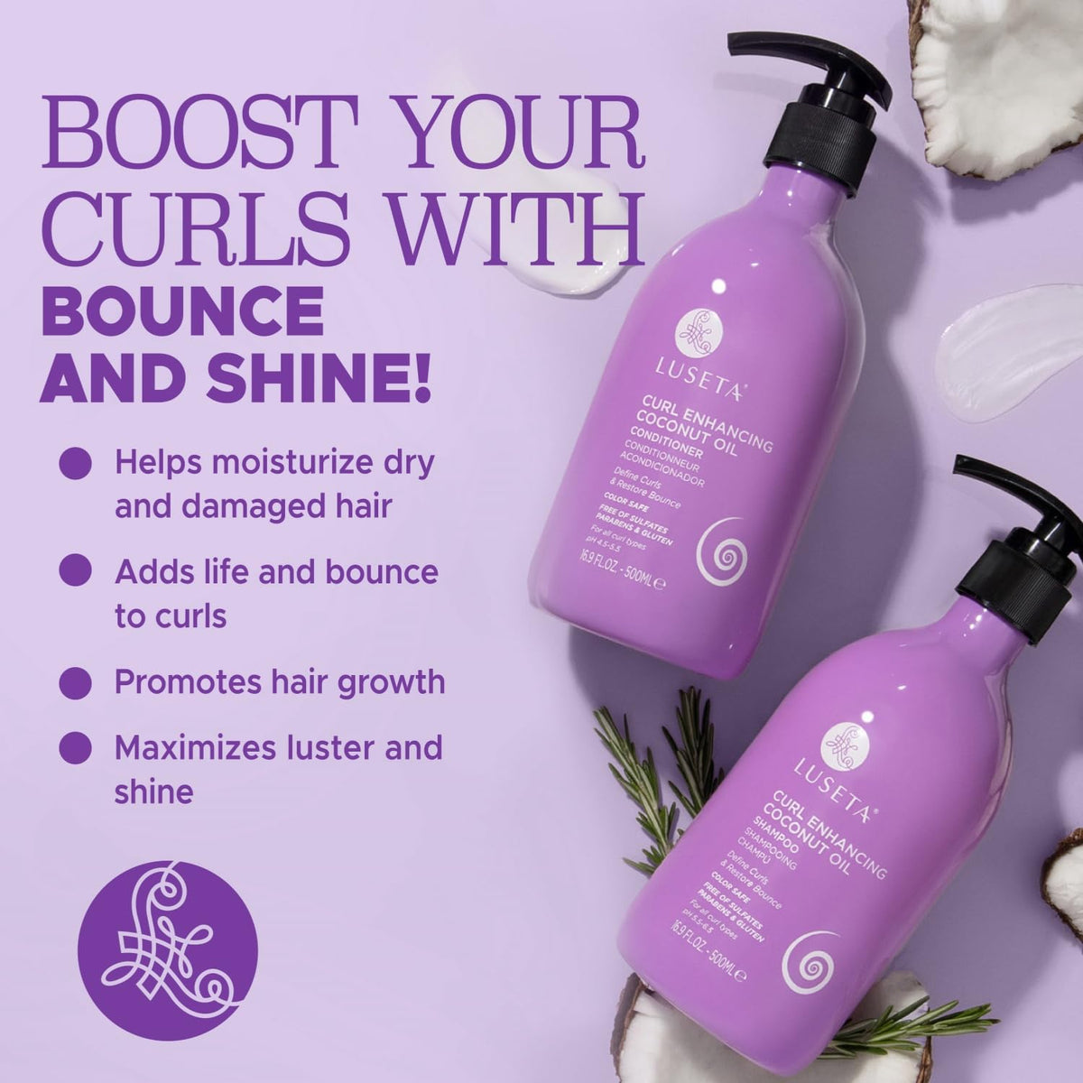 L LUSETA Curly Hair Shampoo bottle side view