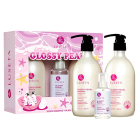 L LUSETA Glossy Pearl Hair Care Set shampoo and conditioner bottles front view