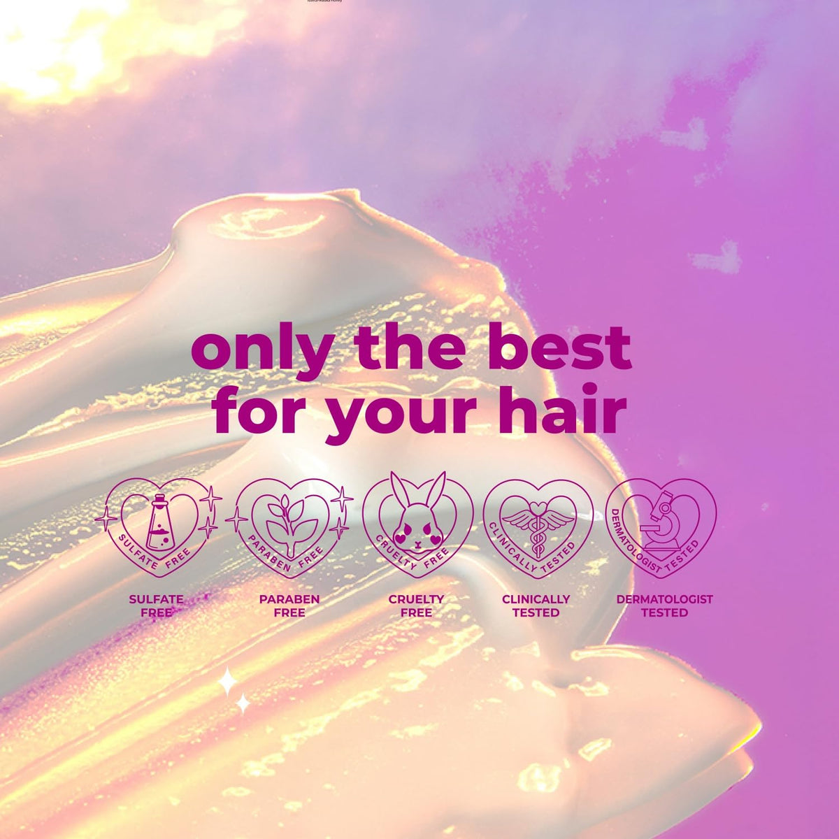 L LUSETA Glossy Pearl Hair Care Set with hair in a shiny finish