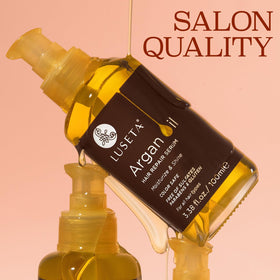 L LUSETA Pure Argan Oil Hair Serum back view showing ingredients