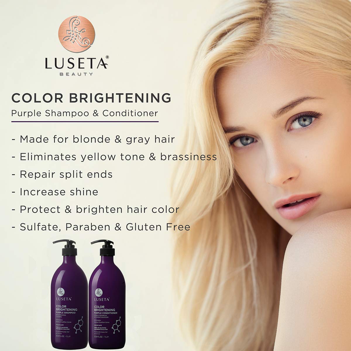 L LUSETA Purple Conditioner 33.8oz bottle front view