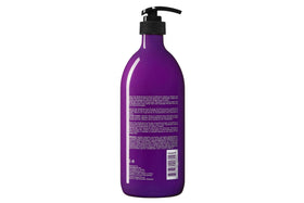 L LUSETA Purple Shampoo and Conditioner bottles on a vanity