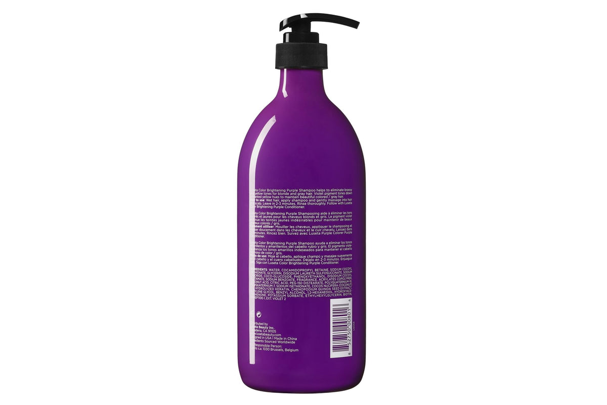 L LUSETA Purple Shampoo and Conditioner in a bathroom setting