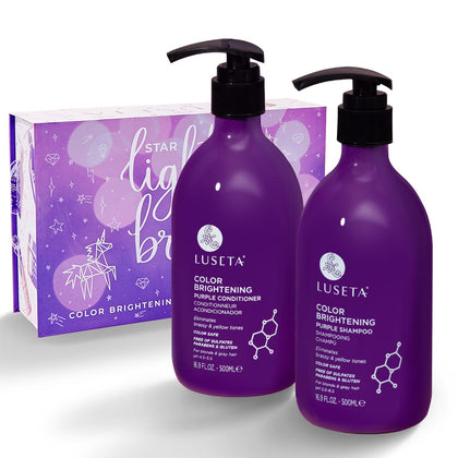L LUSETA Purple Shampoo and Conditioner Set front view with 16.9 Fl Oz bottles
