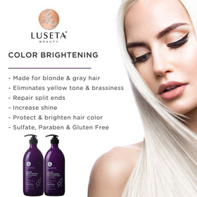 L LUSETA Purple Shampoo bottle side view