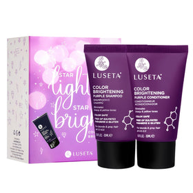 L LUSETA Purple Travel Shampoo and Conditioner Mini Kit front view