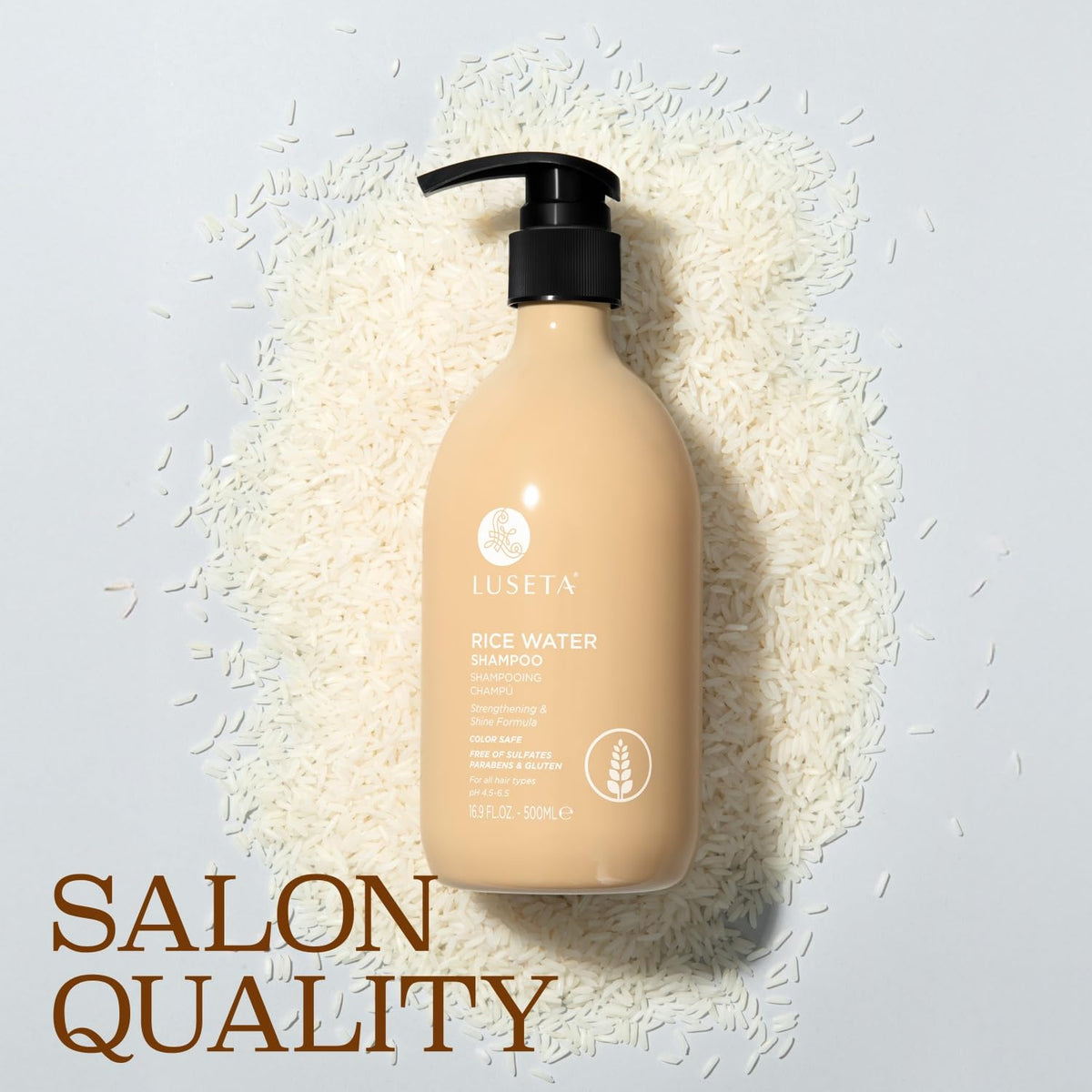 L LUSETA Rice Water Strengthening Shampoo 16.9oz side view