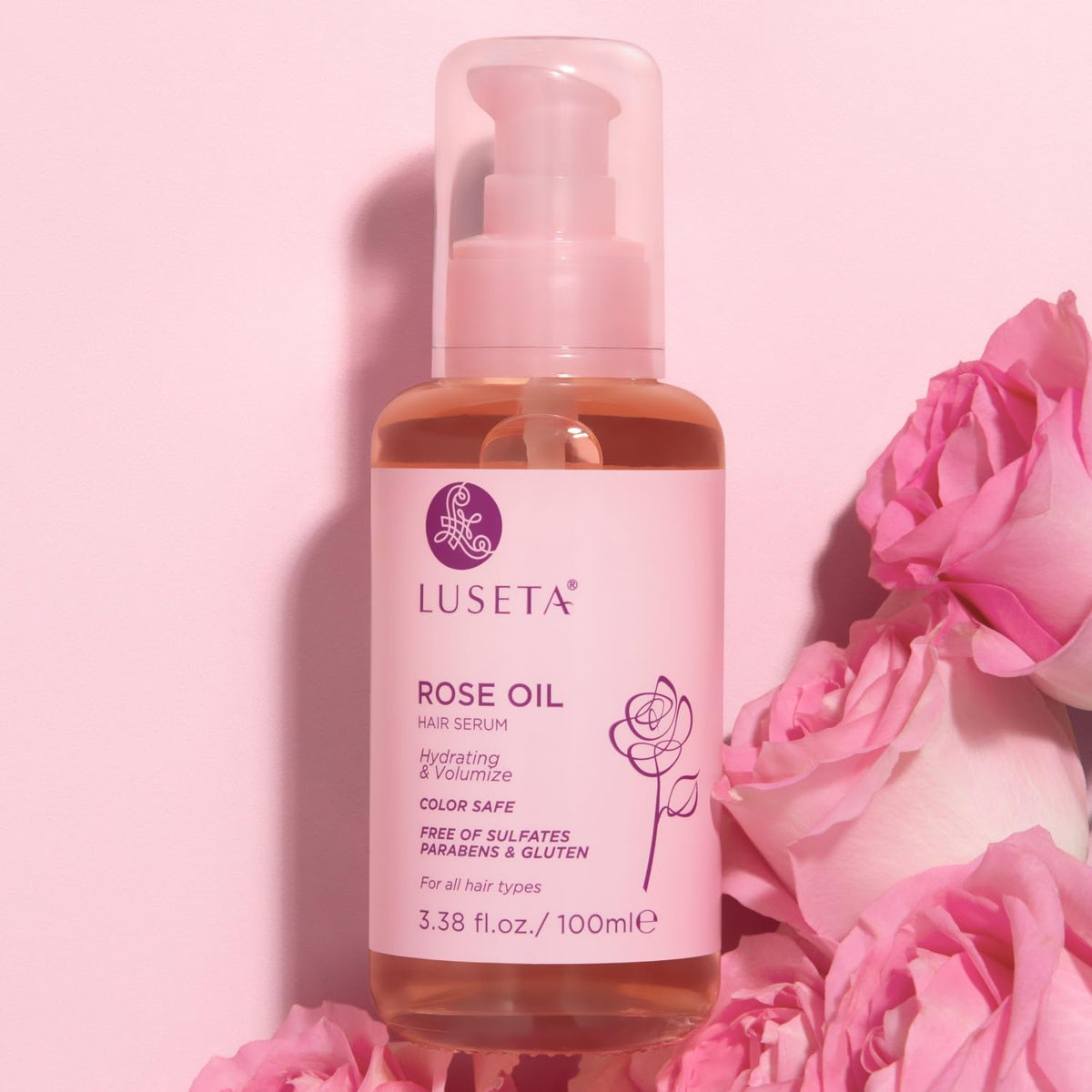 L LUSETA Rose Oil Hair Serum texture close-up