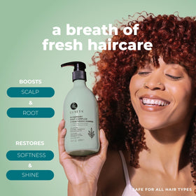 L LUSETA Rosemary Mint Hair Care Set displayed on a bathroom counter